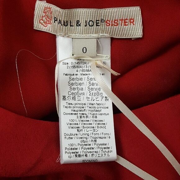 PAUL & joe sister domino peplum blouse red 0 NEW - Picture 6 of 7